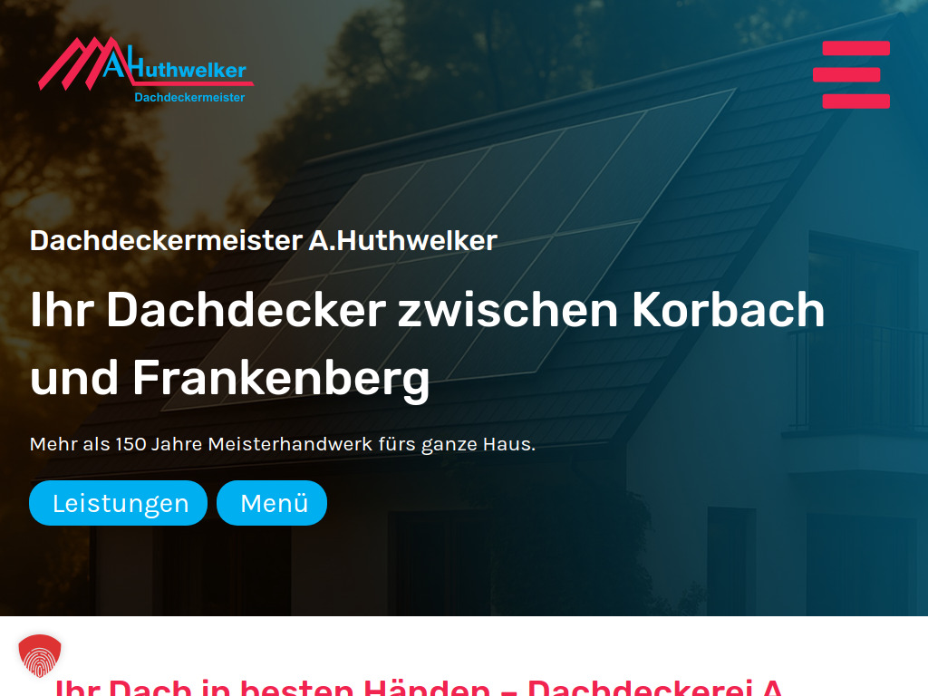 Website von Dachdeckerei A. Huthwelker in Vöhl – Buchenberg