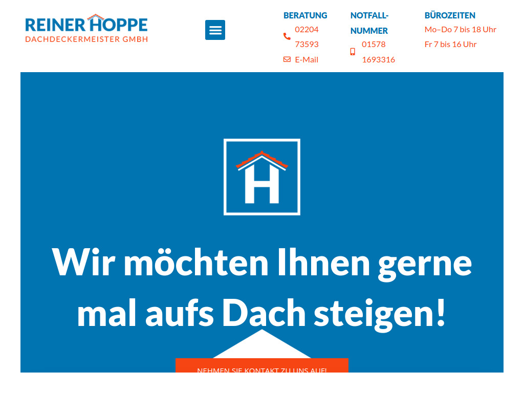 Website von Reiner Hoppe Dachdeckermeister GmbH in Overath