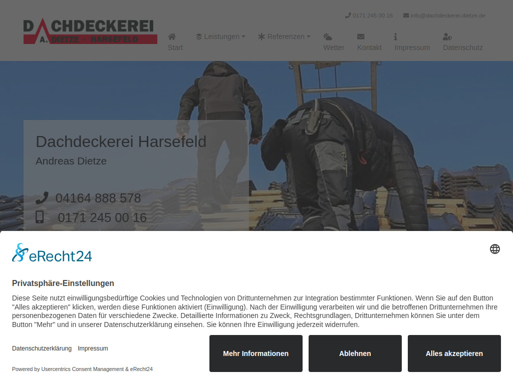 Website von Dachdeckerei A. Dietze Harsefeld in Harsefeld