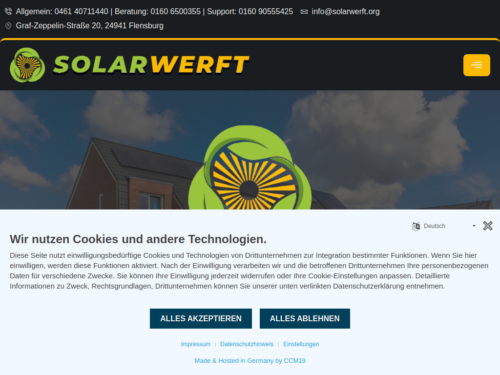 Website von Solarwerft Flensburg e.K. in Flensburg