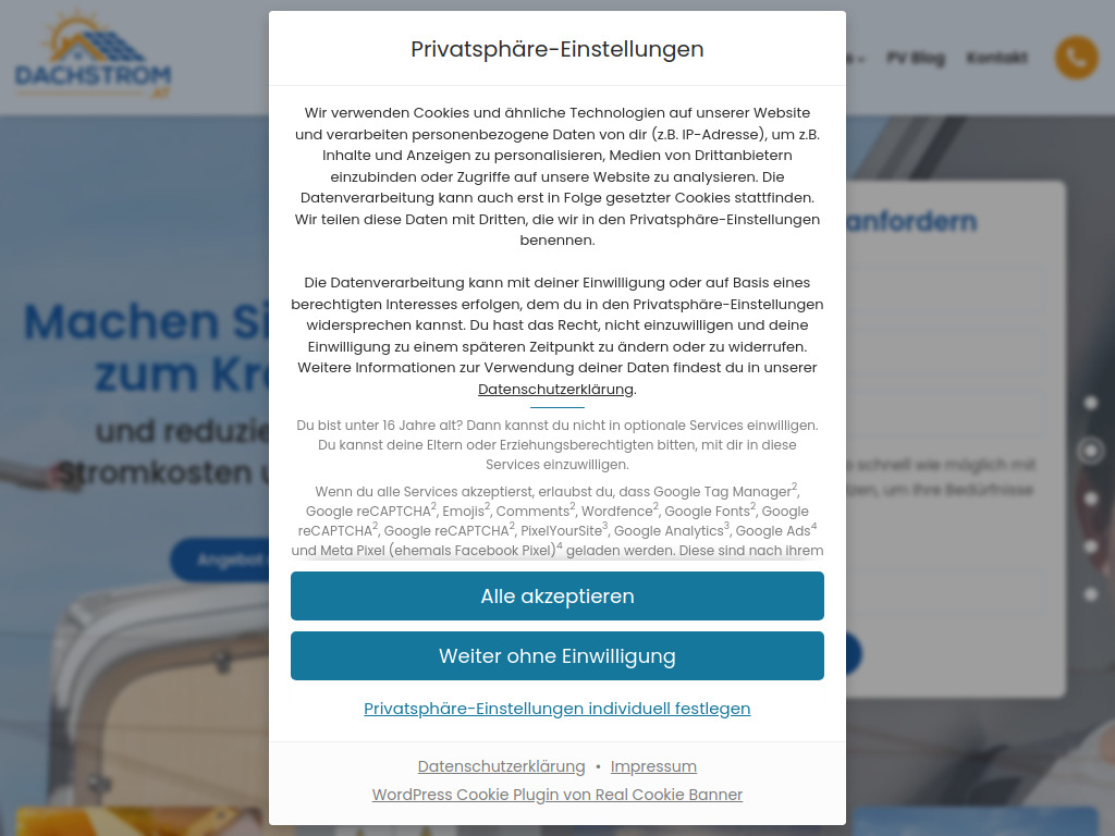 Website von Dachstrom GmbH in Atzelsdorf