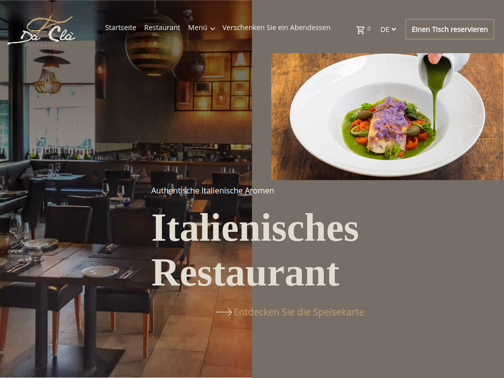 Website von Da Clà "Italienisches Restaurant" in Düsseldorf