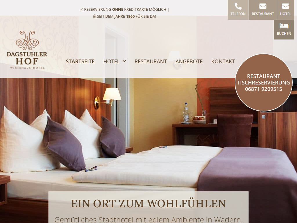Website von Dagstuhler Hof GmbH in Wadern