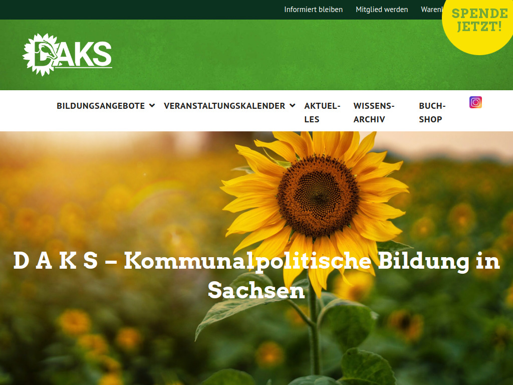 Website von DAKS - Die Alternative Kommunalpolitik Sachsens e.V. in Leipzig