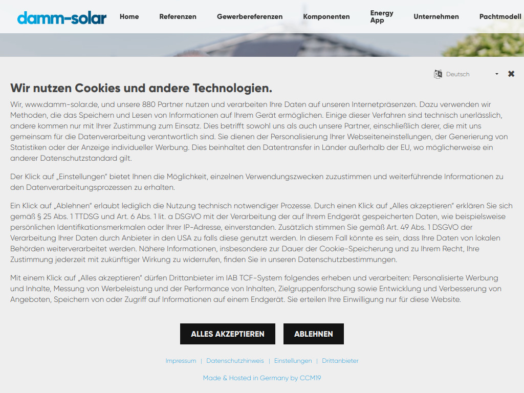 Website von damm-solar GmbH in Kaiserslautern