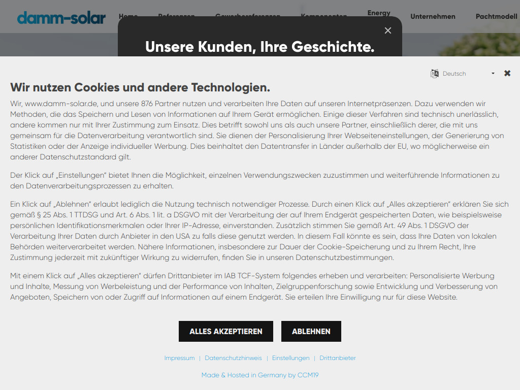 Website von damm-solar GmbH in Kaiserslautern