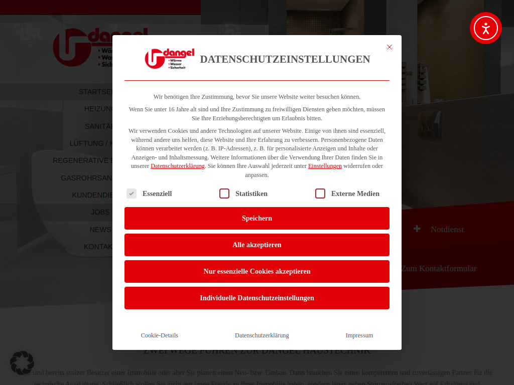 Website von Dangel Sanitär- und Heizungsanlagen in Bielefeld
