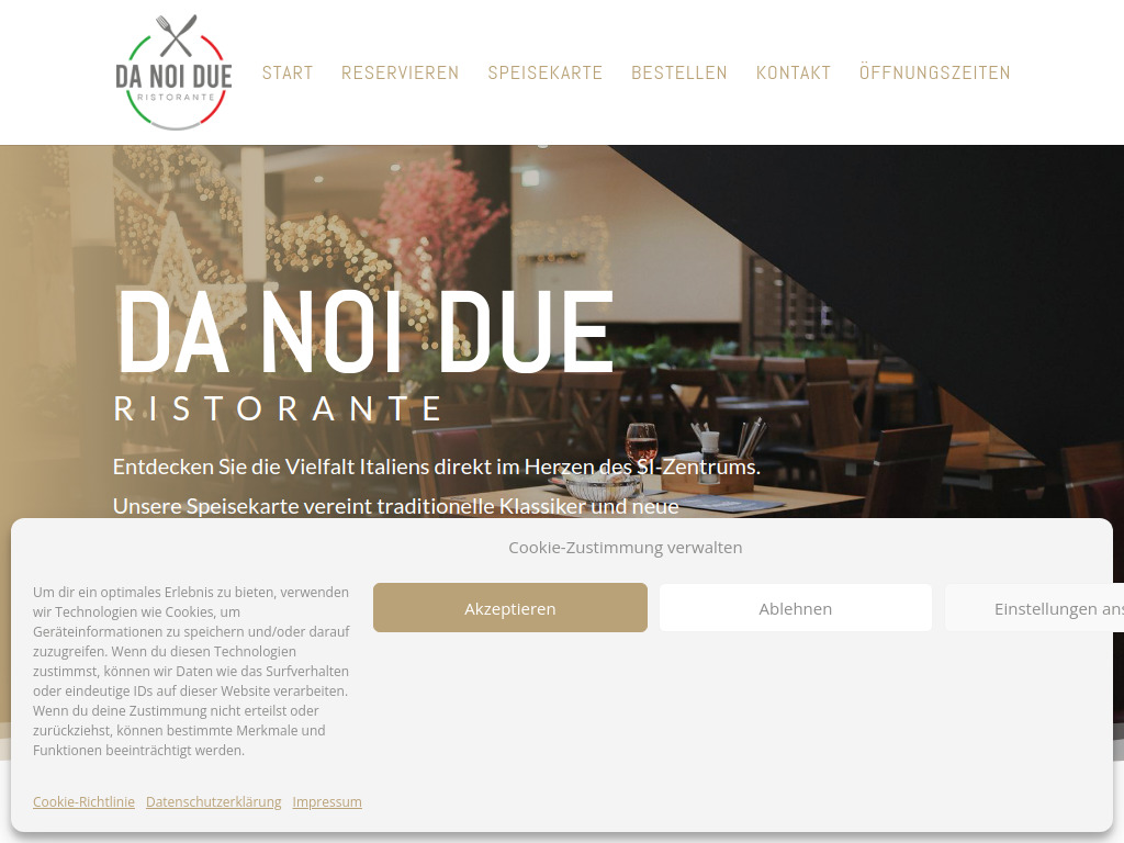 Website von Da Noi Due Ristorante in Stuttgart