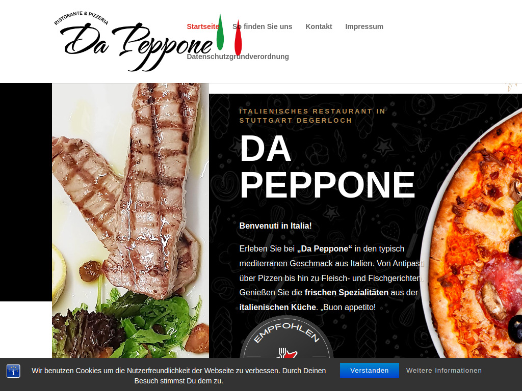 Website von Ristorante Da Peppone in Stuttgart