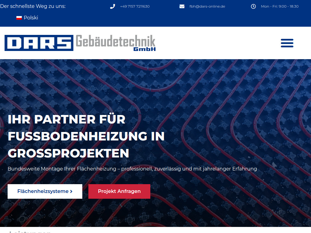 Website von DARS Gebäudetechnik GmbH in Steinenbronn