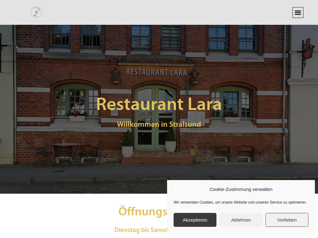 Website von Restaurant Lara in Stralsund
