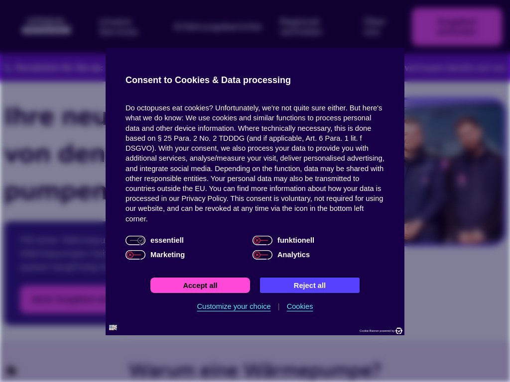 Website von Octopus Wärmepumpen