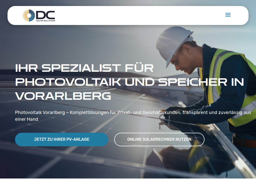 Website von DC Solar Solutions Handels GmbH in Bludenz
