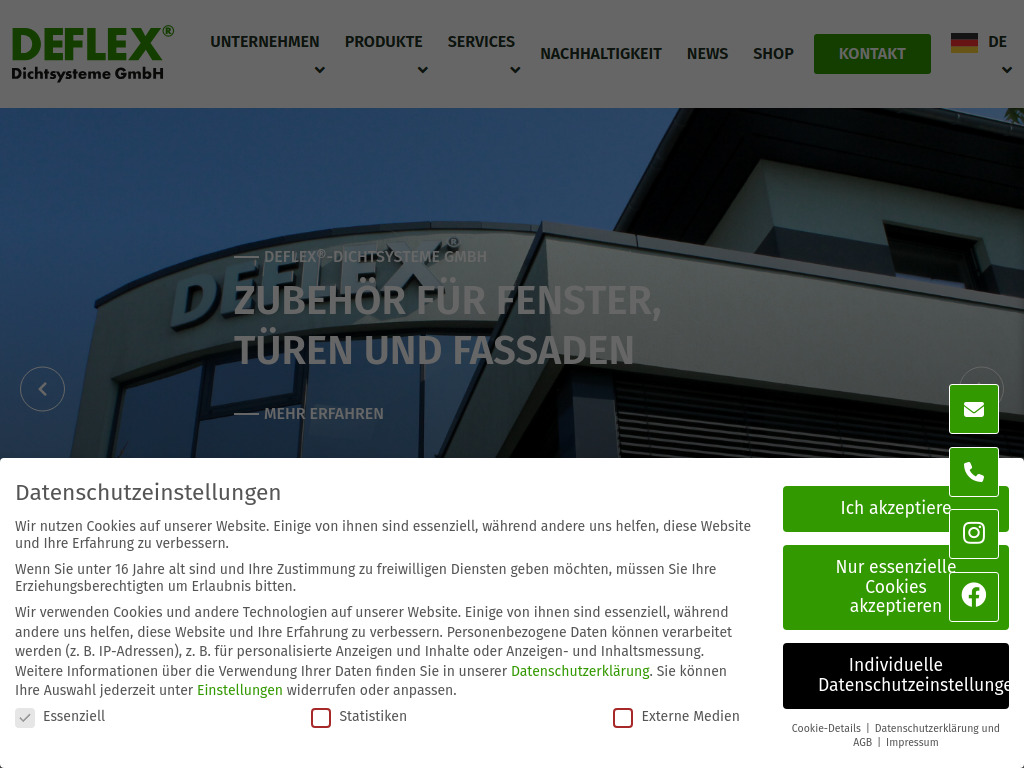 Website von DEFLEX-Dichtsysteme GmbH in Moers-Genend