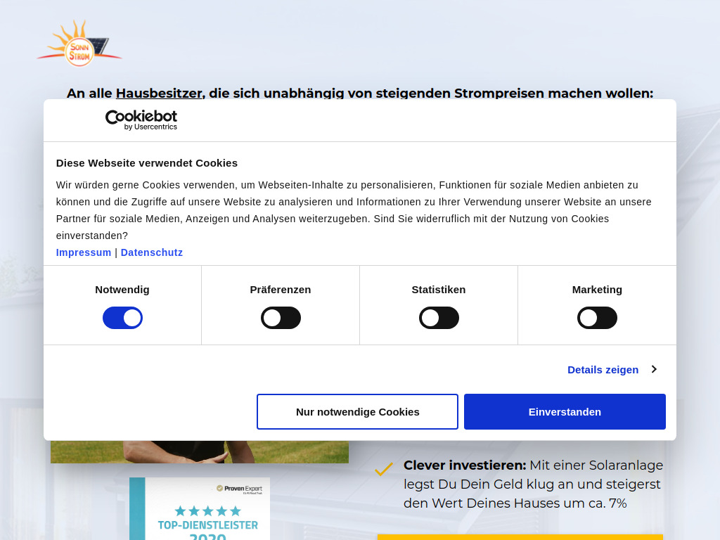 Website von SonnStrom GmbH in Baiersdorf