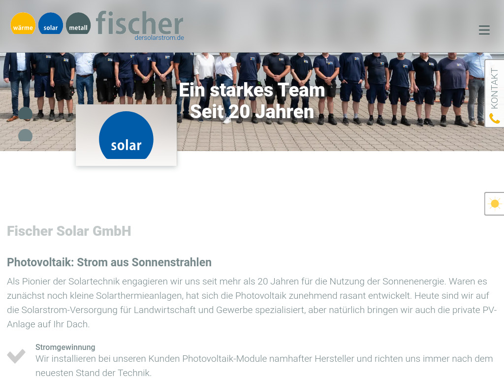 Website von Fischer Solar GmbH in Bargstedt