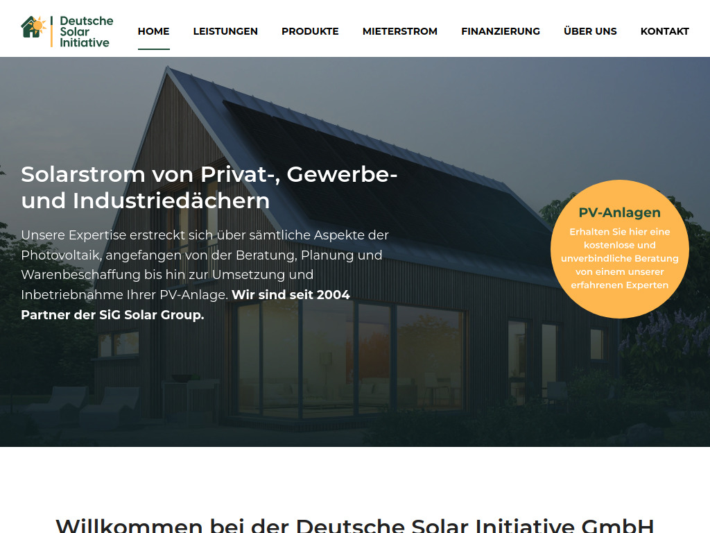 Website von Deutsche Solar Initiative GmbH in Stuhr