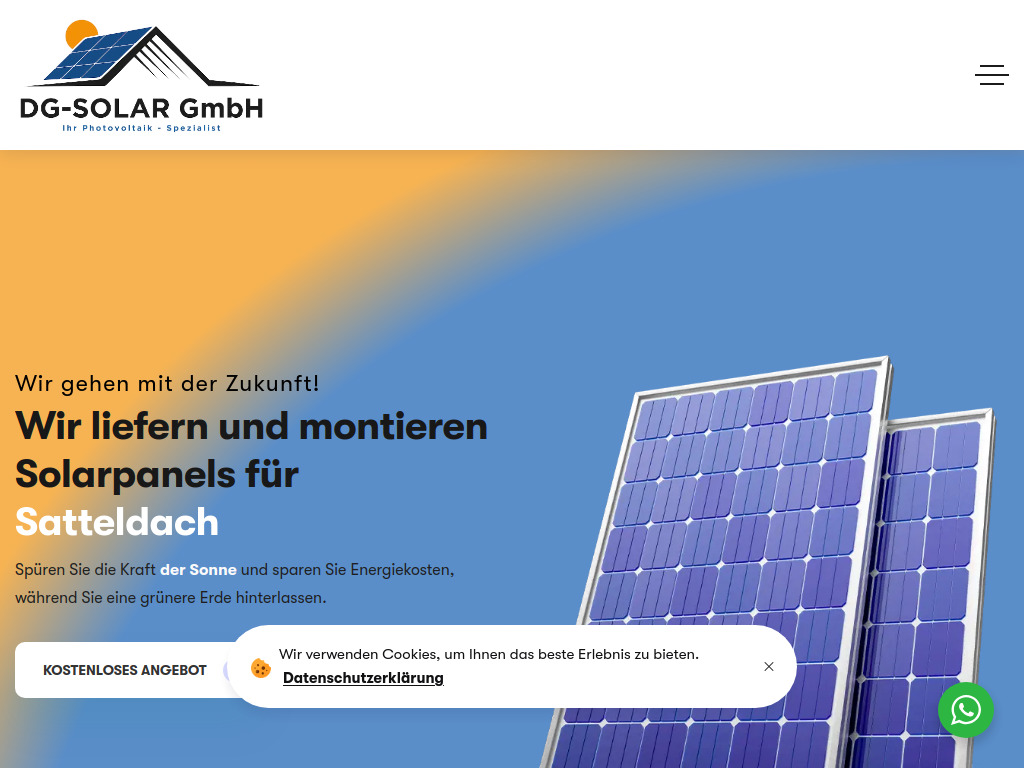 Website von DG Solar GmbH in Zug