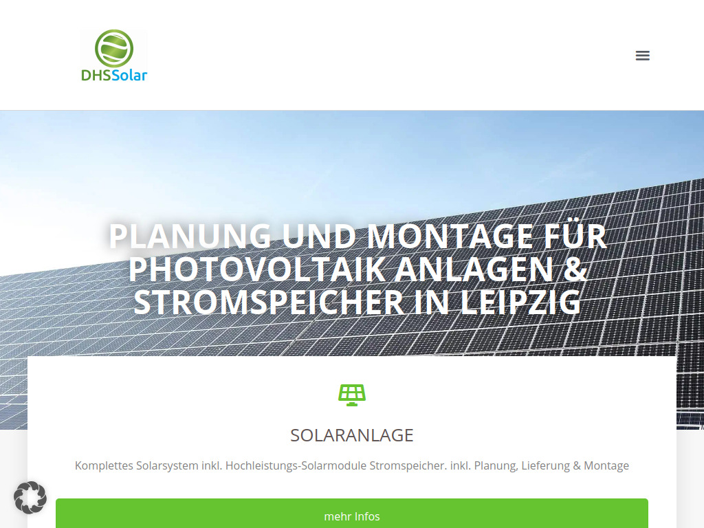 Website von DHSSolar - Danny Hübner in Schkeuditz