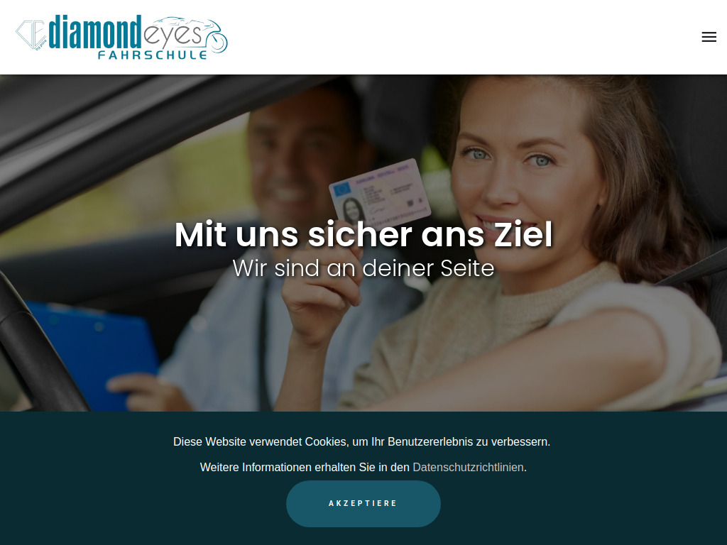 Website von Diamond Eyes Fahrschule in Düren