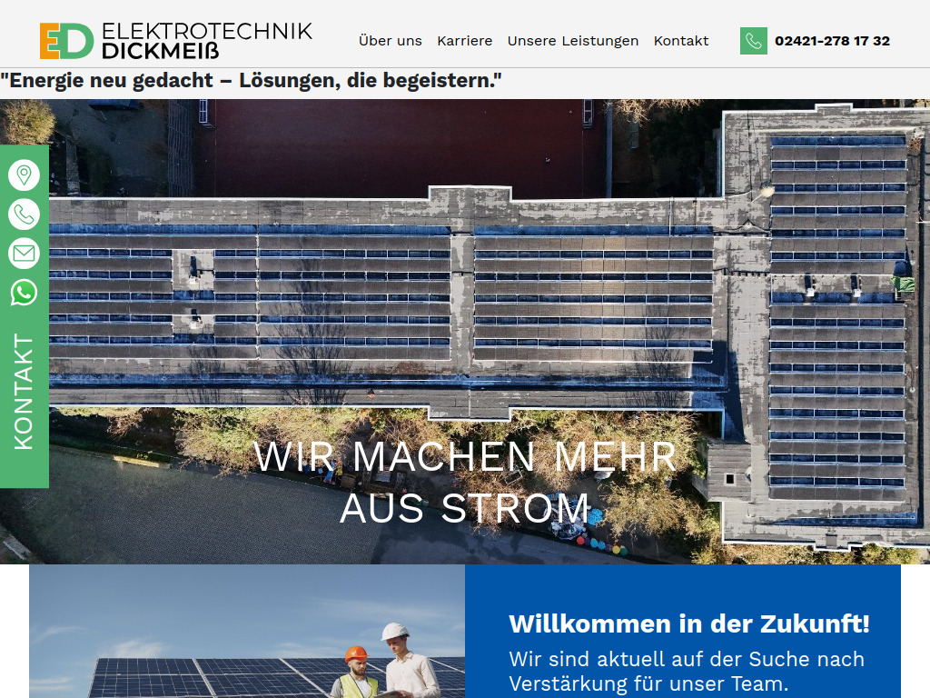 Website von Elektrotechnik Dickmeiß in Düren