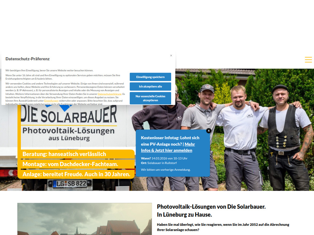 Website von Die Solarbauer GmbH in Rullstorf
