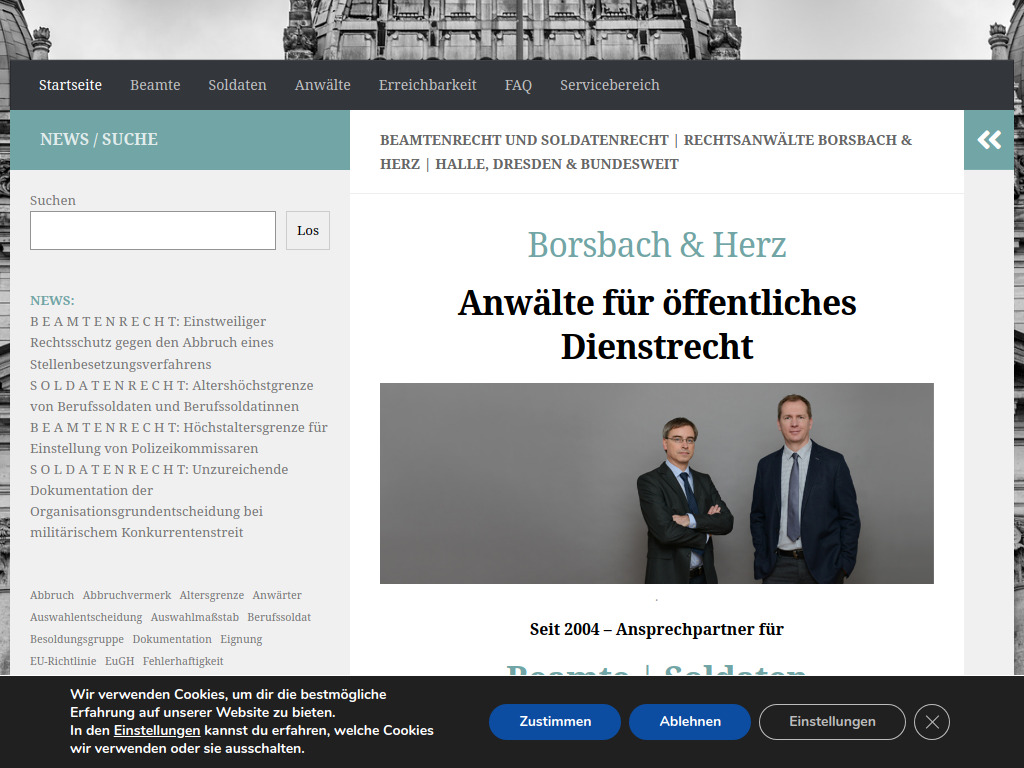 Website von Borsbach | Herz – Rechtsanwälte GbR in Halle