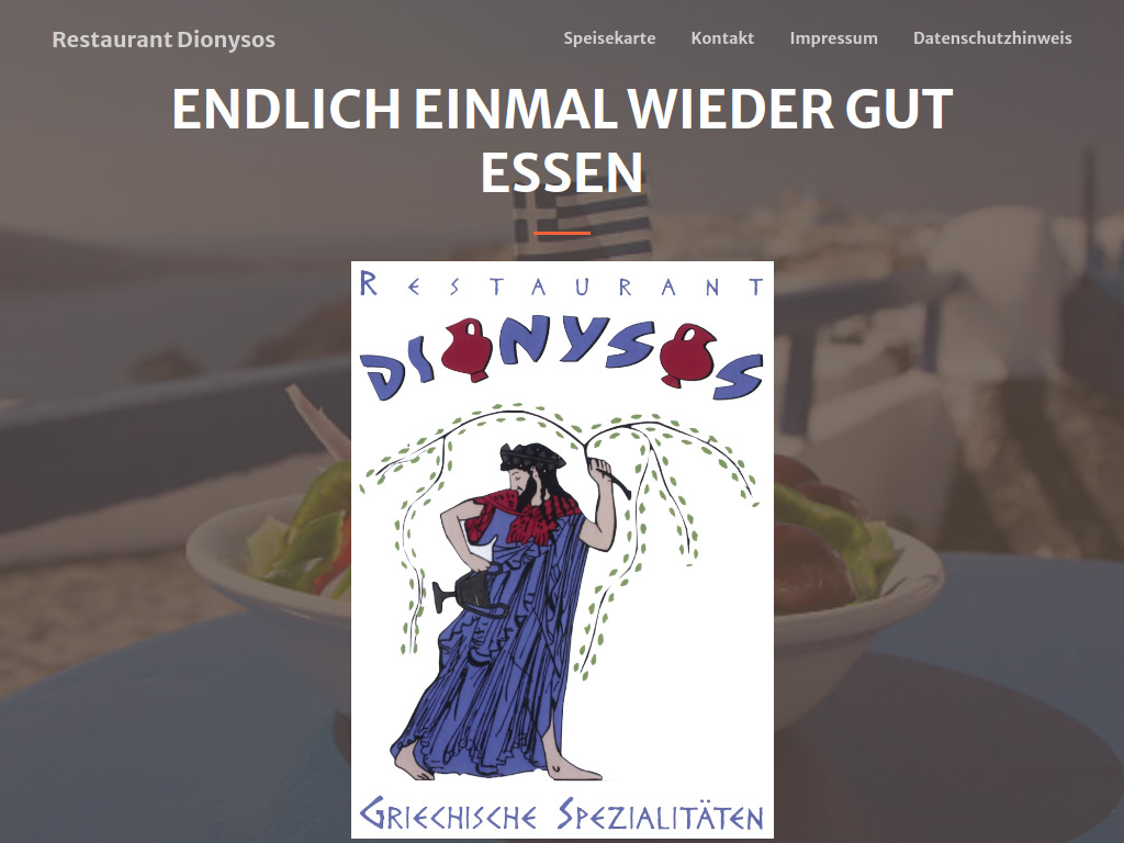 Website von Restaurant Dionysos in Selbitz