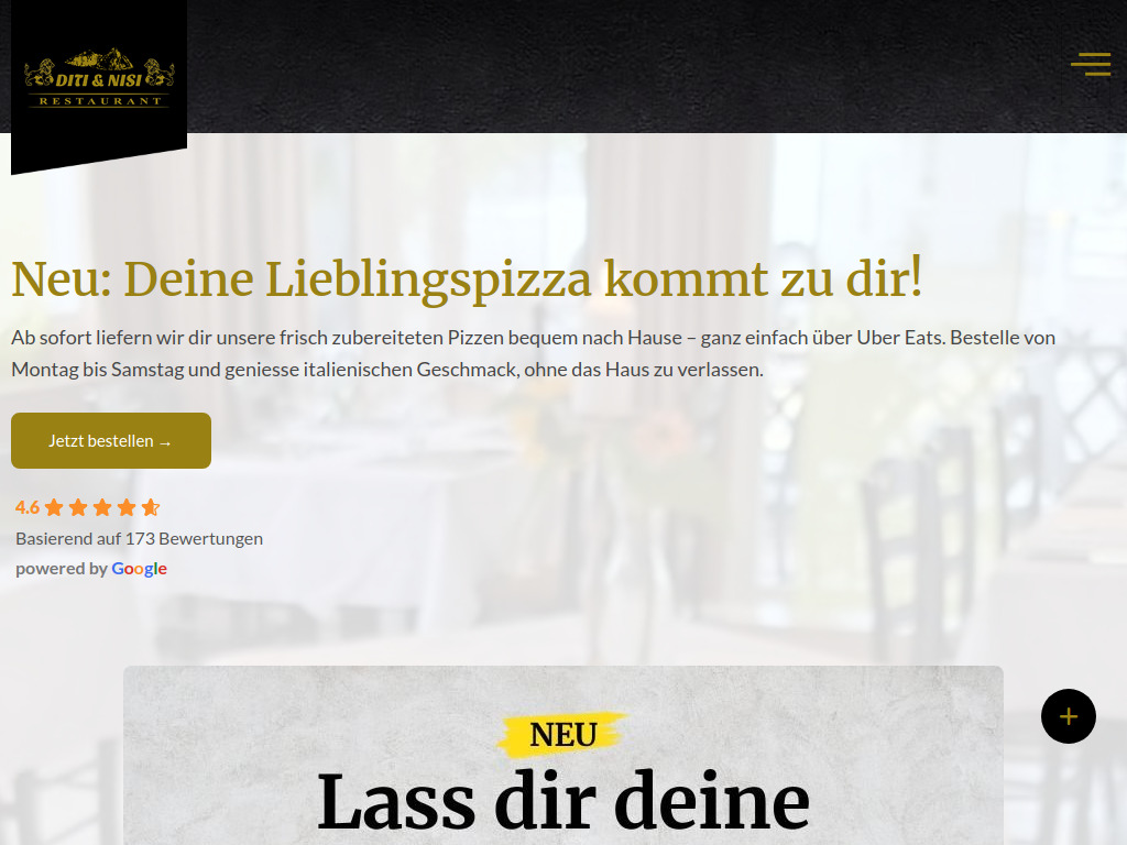 Website von Diti & Nisi Restaurant in Ibach