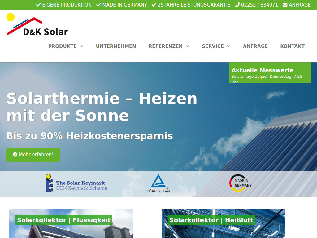 Website von D&K Solar GmbH in Zülpich