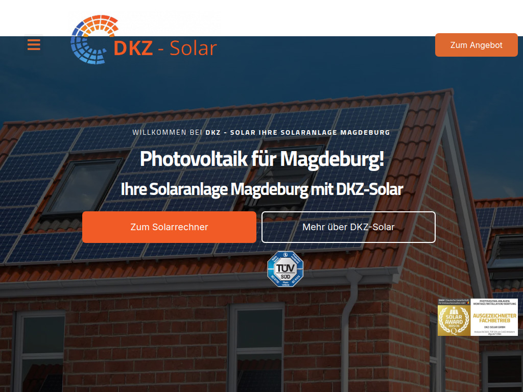 Website von DKZ-Solar GmbH in Magdeburg