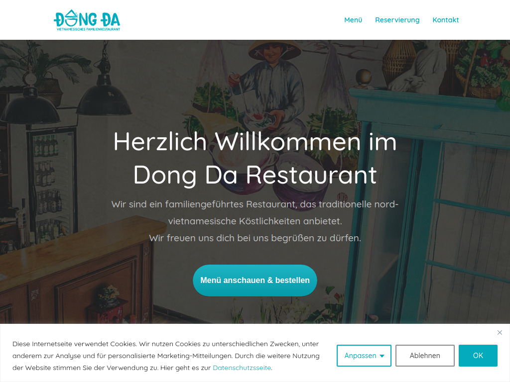 Website von Dong Da Restaurant in Berlin