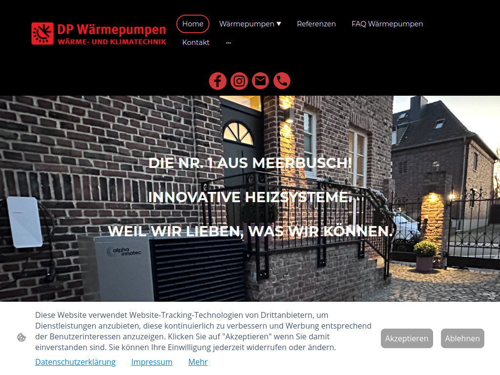 Website von DP Wärmepumpen in Meerbusch