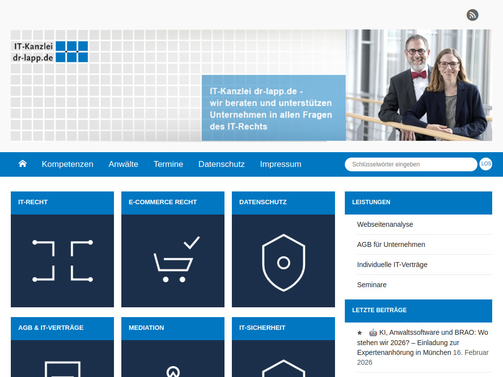 Website von IT-Kanzlei dr-lapp.de GbR in Frankfurt am Main