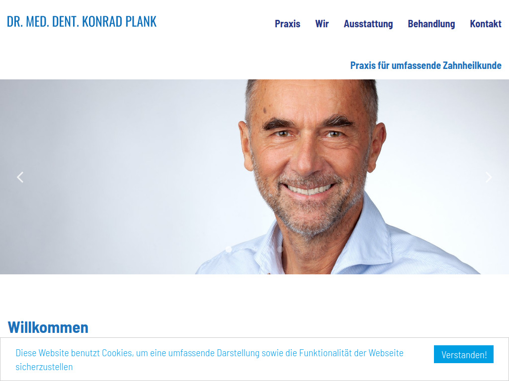 Website von Zahnarztpraxis Dr. med. Konrad Plank in Kelheim
