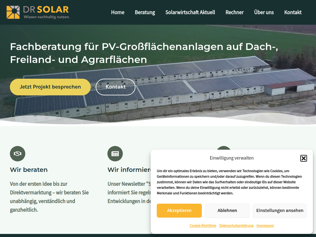 Website von DR Solar GmbH in München