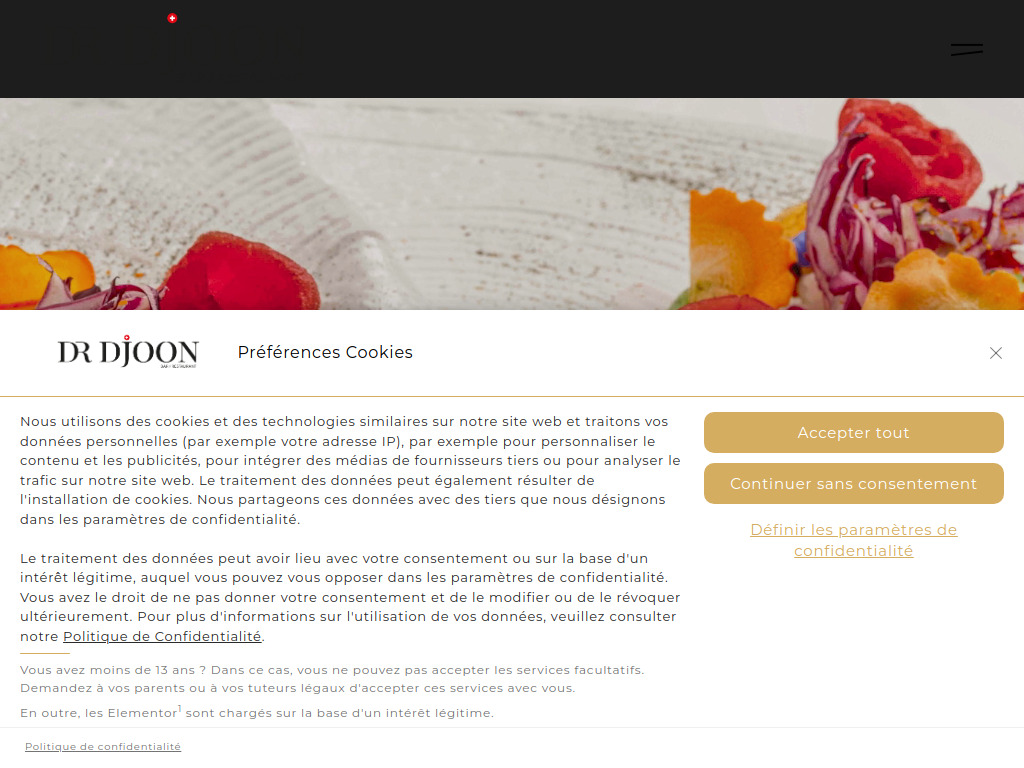 Website von Dr Djoon - Restaurant Bar in Genève
