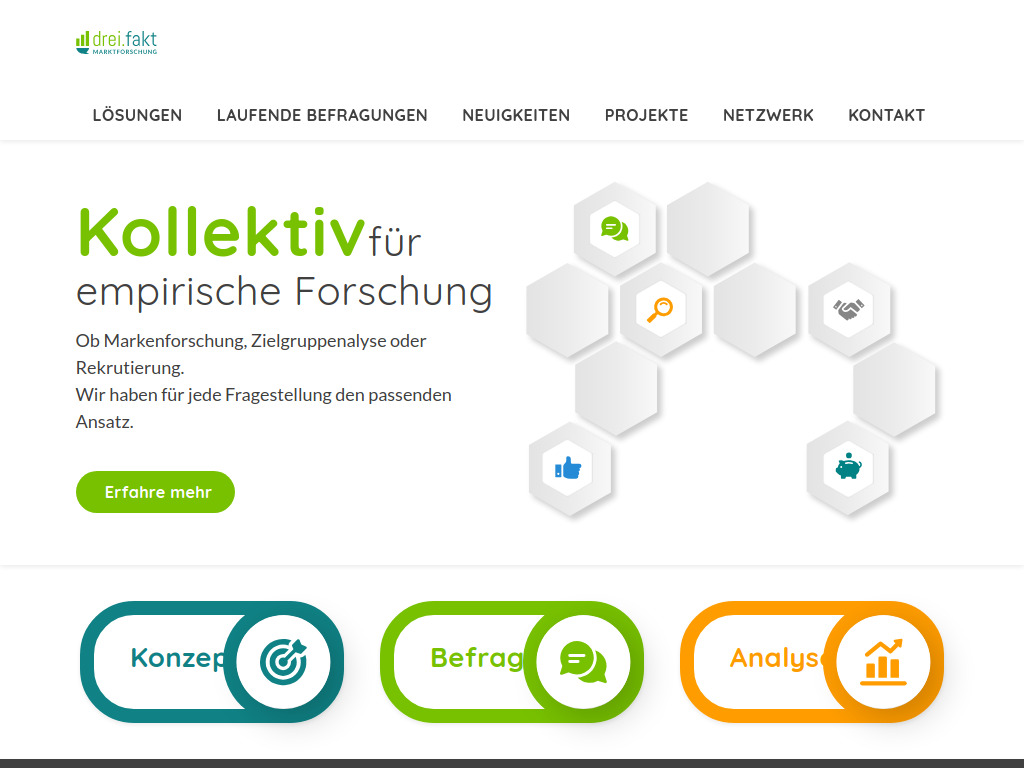 Website von drei.fakt - Befragungen und Marktforschung in Erfurt