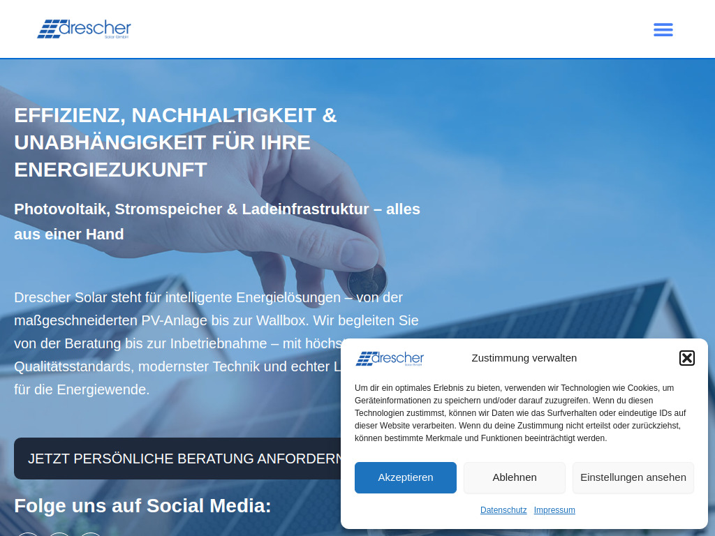 Website von Drescher Solar GmbH in Bücken