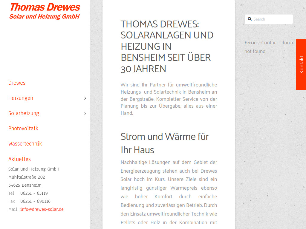 Website von Solar und Heizung GmbH in Bensheim