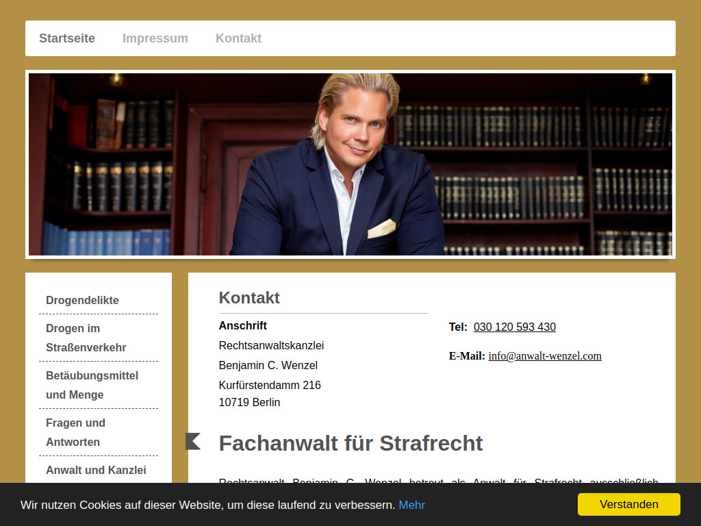 Website von Rechtsanwaltskanzlei Benjamin C. Wenzel in Berlin