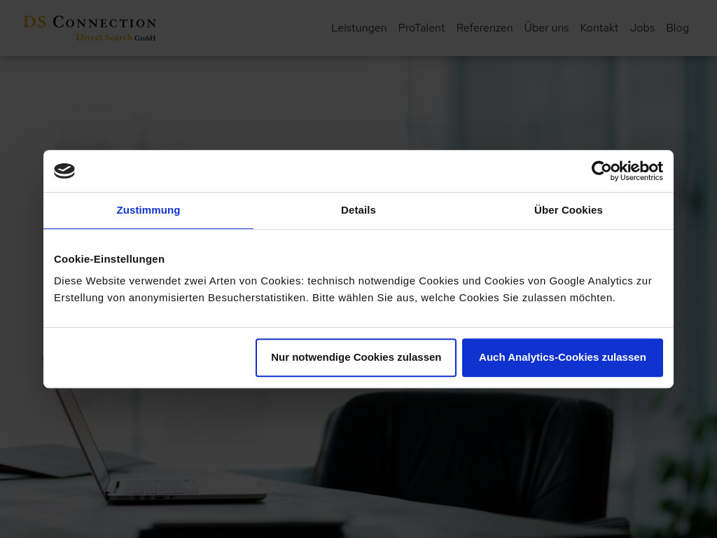 Website von DS Connection Direct Search GmbH in Düsseldorf