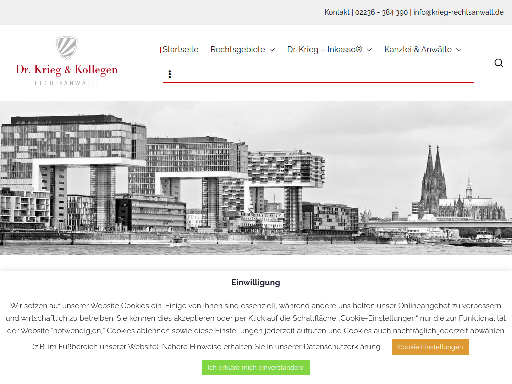 Website von Dr. Krieg Gill Gehrke Rechtsanwälte GbR in Köln