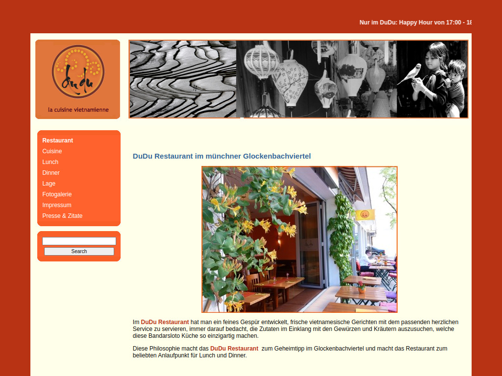 Website von DuDu Restaurant in München