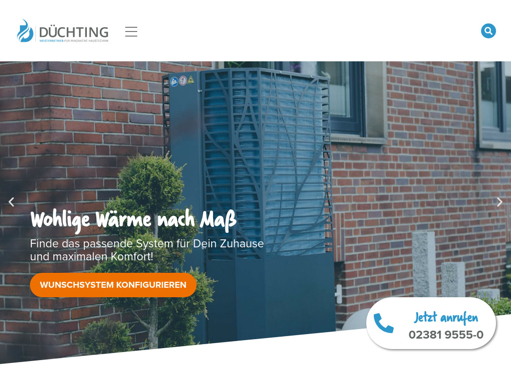 Website von Düchting GmbH - Meisterbetrieb für innovative Haustechnik in Hamm
