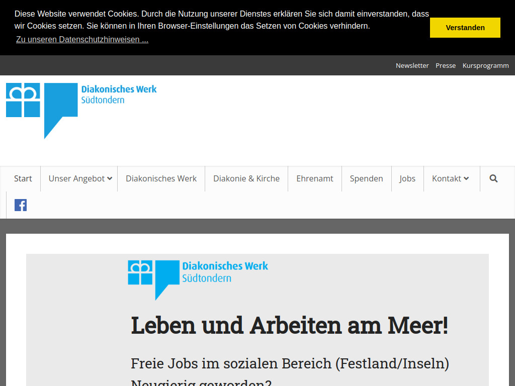 Website von Diakonisches Werk Südtondern gGmbH in Niebüll