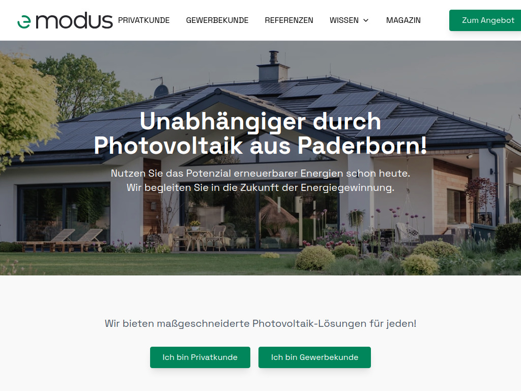 Website von e modus GmbH in Paderborn