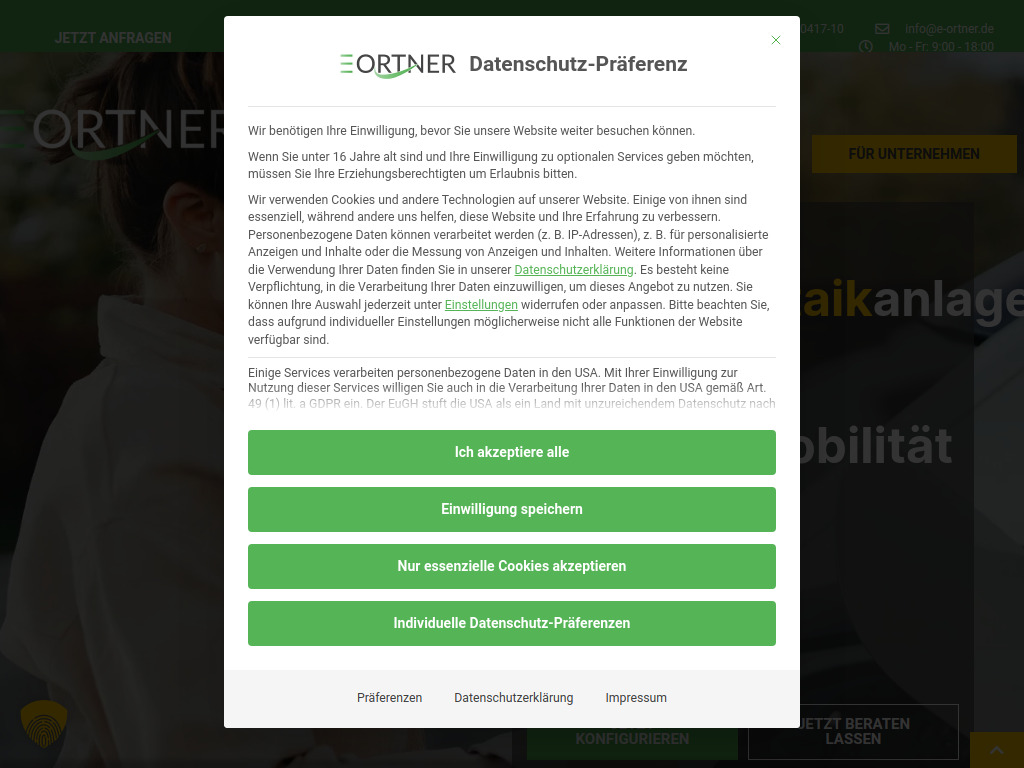 Website von E-Ortner GmbH in Murnau