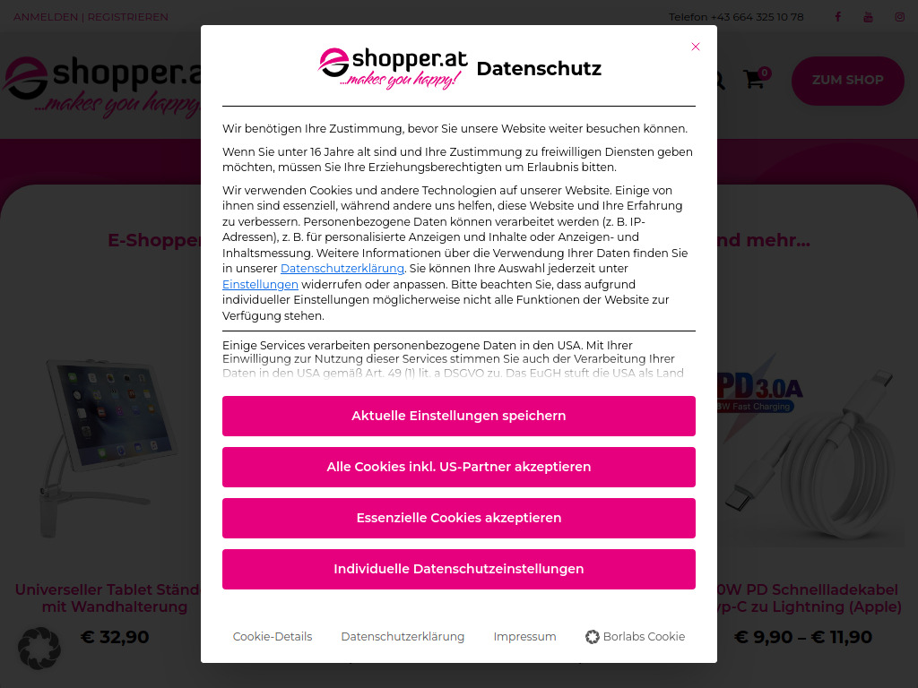 Website von E-Shopper in Graz