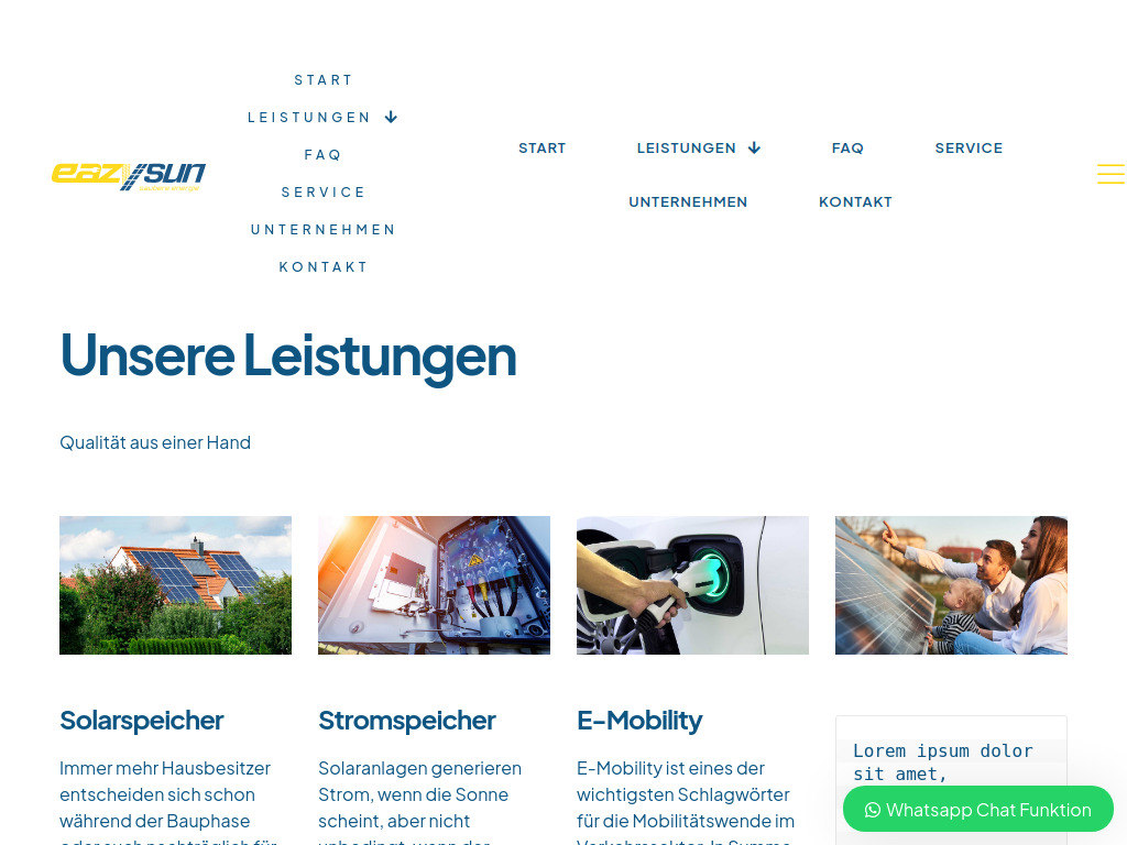 Website von Eazy Sun GmbH in München